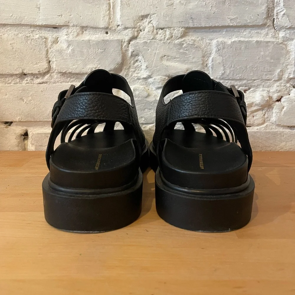 By Anthropologie Black Leather Fisherman Flats 36 - Picture 4 of 9